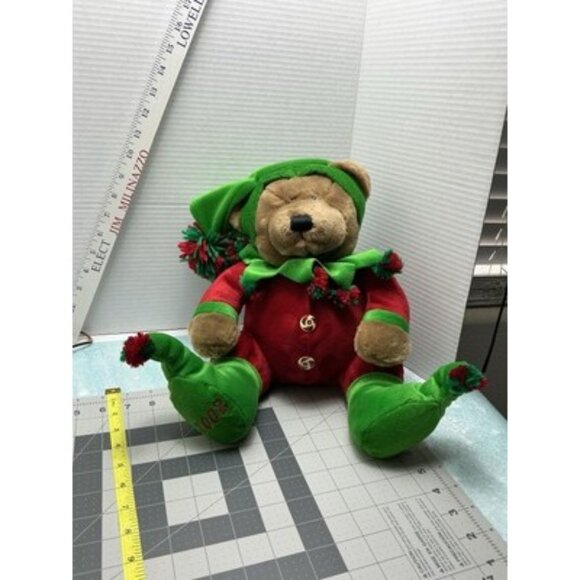 Hallmark DAN DEE 2002 BROWN BEAR ELF Christmas PLUSH Stuffed Animal TOY - Picture 9 of 9